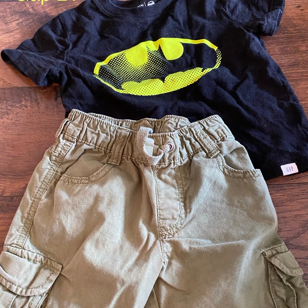 2t gap outfit with Batman shirt